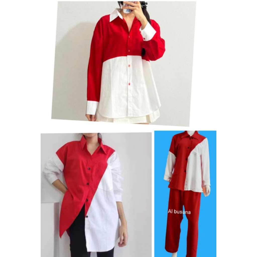 atasan wanita merah putih kemerdekaan/stelan merah putih/kemerdekaan/ baju merah putih/kemeja wanita