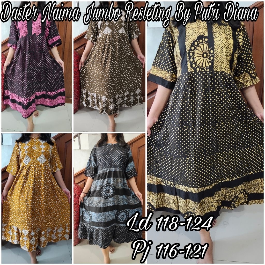 Daster Naima jumbo Resleting By Putri Diana