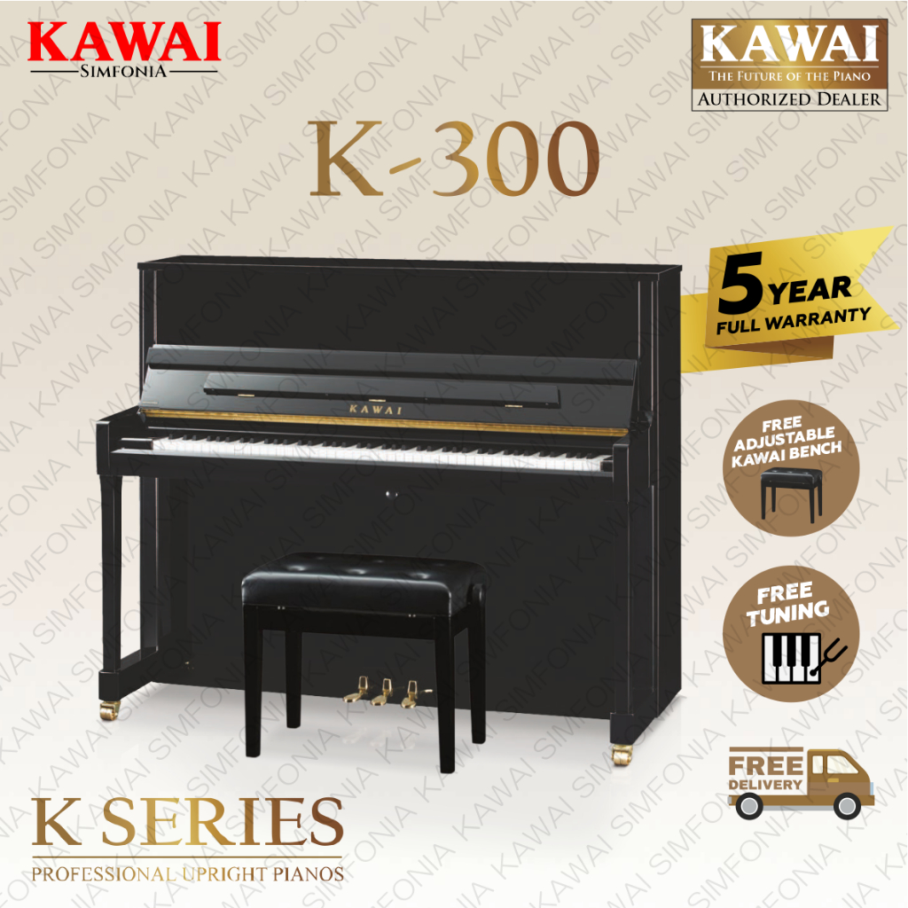 KAWAI K-300 – Upright Acoustic Piano – 88 keys – Millennium III Action – Solid Spruce Soundboard