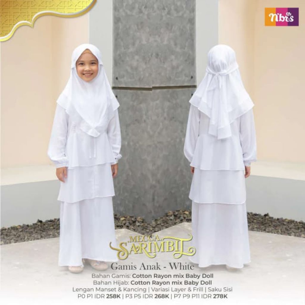 MECCA GAMIS ANAK BUSANA MUSLIM WHITE BY NIBRAS