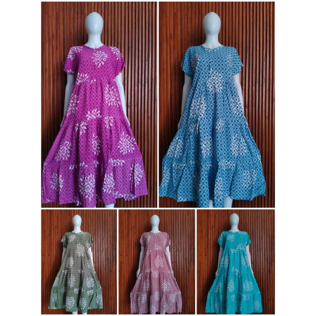 Daster Batik Susun#013 Daster Busui Susun Rampel Kekinian Printing Rayon Premium Adem Tebal