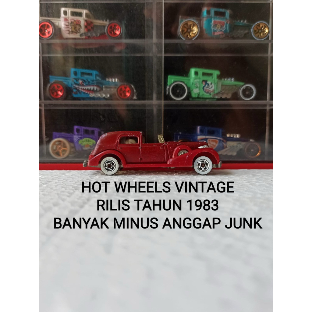 Hot Wheels Vintage 35 Classic Caddy 1935 Cadillac Rilis 1983 Maroon Ban White Wall RARE LANGKA