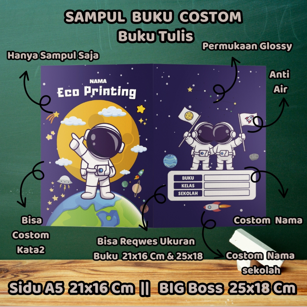 

Sampul Buku Custom (Nama, Nama Sekolah, Kelas & No Absen) Isi 1 Pcs/ Cover Buku/ Sampul Buku Kecil Standart/ Sidu