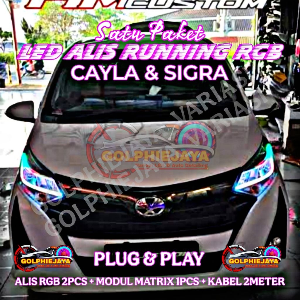 PAKET LAMPU ALIS BLUETOOTH RGB TOYOTA CAYLA SATU SET LED ALIS RUNNING RGB DAIHATSU SIGRA RGB RUNNING