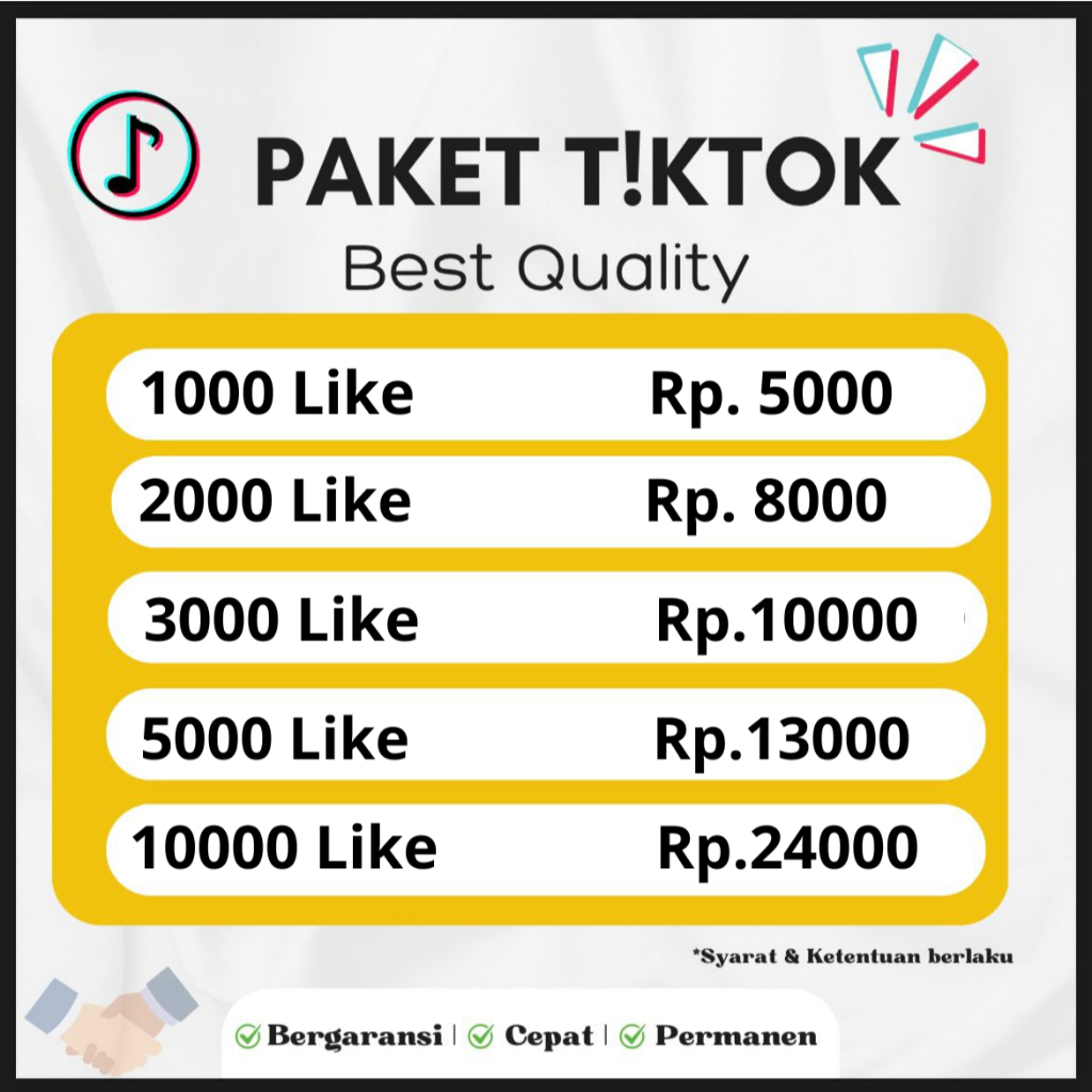 Like tiktok Paket Tiktok Like Ber GAraNsi  Proses Cepat