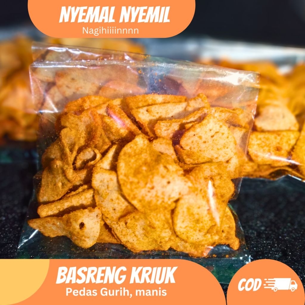 

Basreng Kriuk 30 gr Pedas, Gurih, Manis Aneka Rasa dan Berat