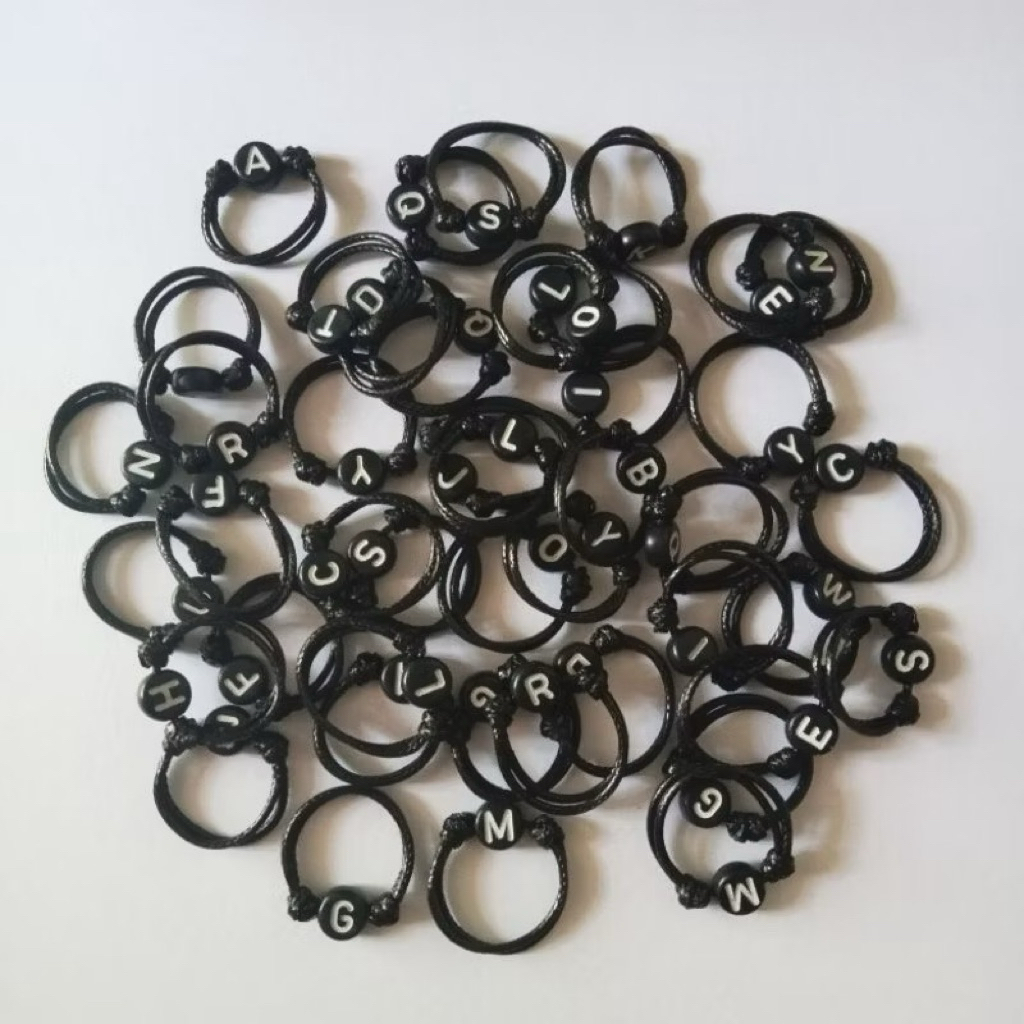 60pcs Paket Usaha Cincin Inisial Vintage Kulit
