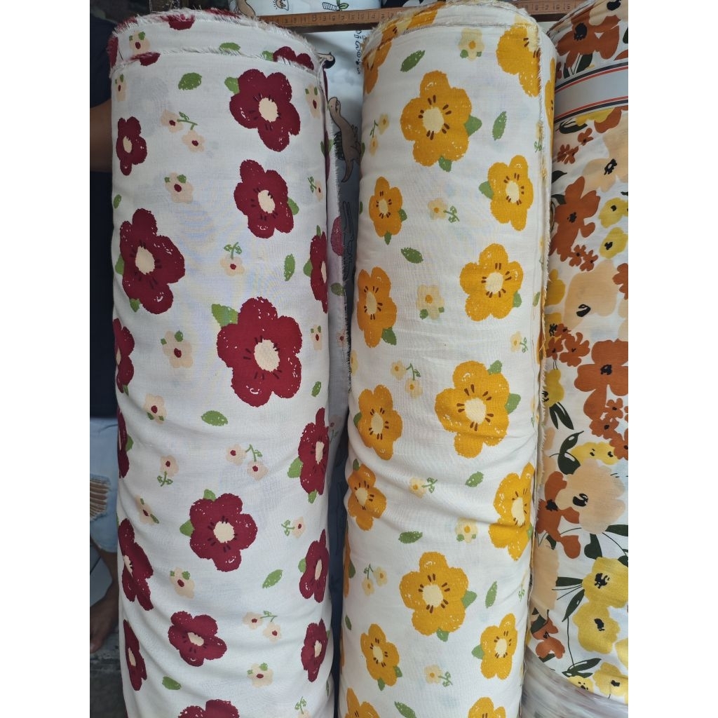 Kain Katun Rayon Motif Bunga || Meteran Murah