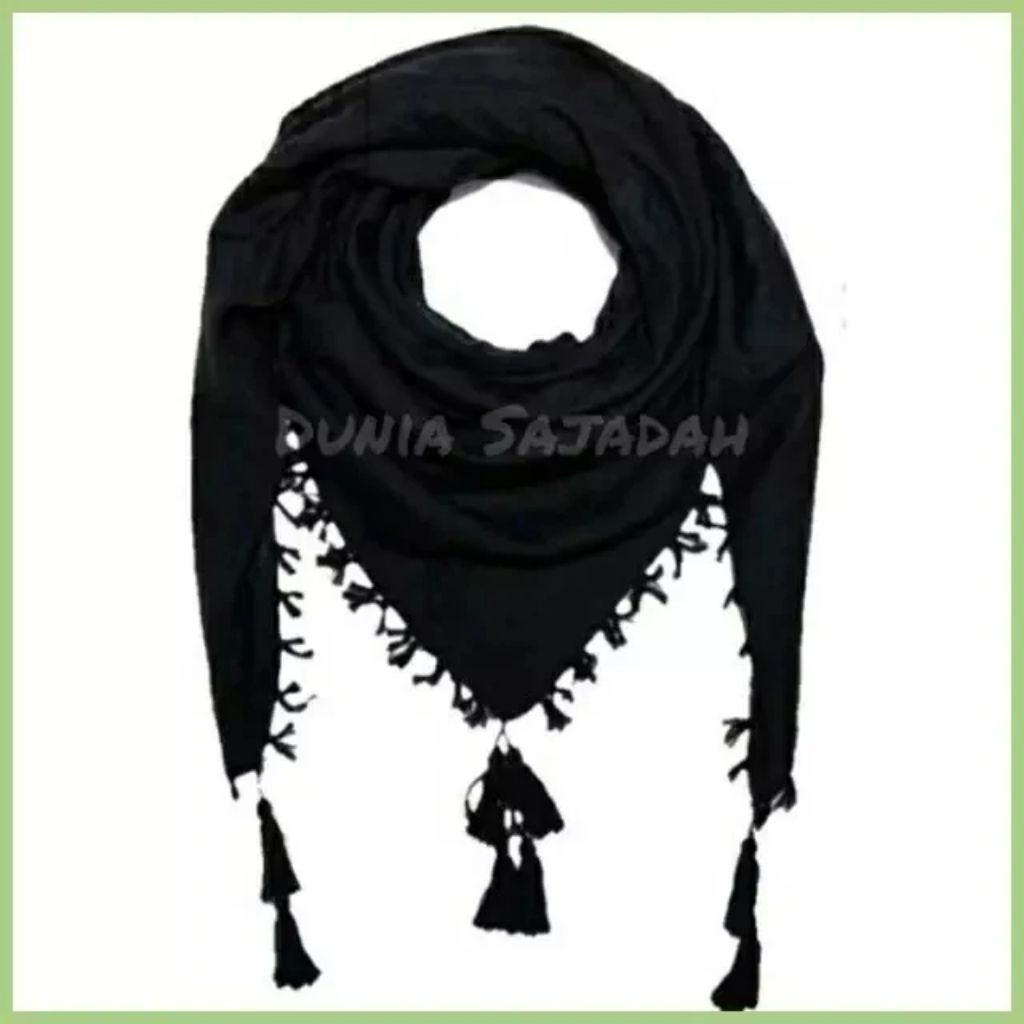 Sorban Anak Laki-Laki Hitam Arab Ronce Tactical Rumbai Habib Hijab Wanita Turaky Falestina