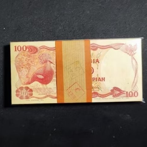 1 Gepok Uang Kuno Indonesia 100 Rupiah Goura Tahun 1984 | UNC | Gress