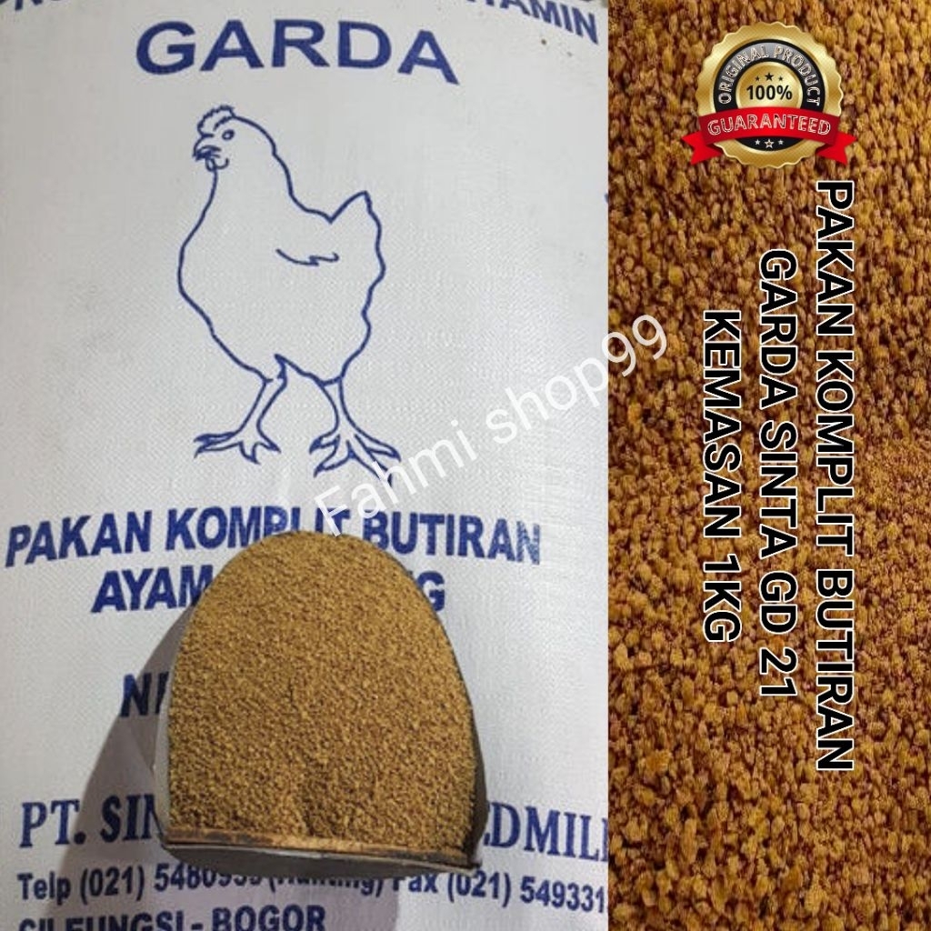 Pur ayam pedaging GARDA GD-21 SINTA Pakan ayam pedaging Repack 1 Kilo gram