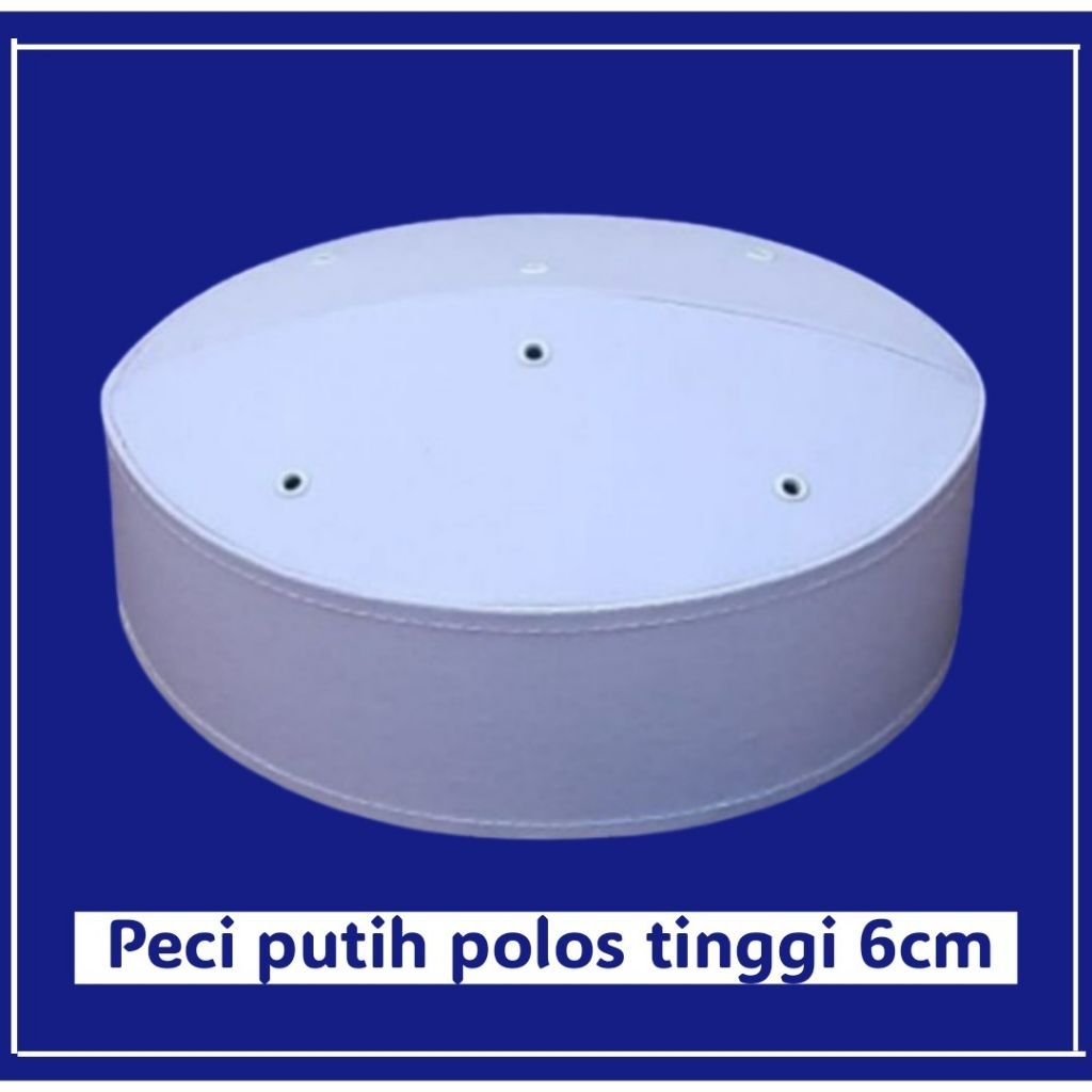 peci putih polos tinggi 6cm
