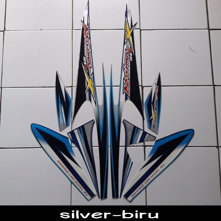 Stiker Striping Lis List Bodi Motor Honda Karisma x 125d 2005 Silver Biru