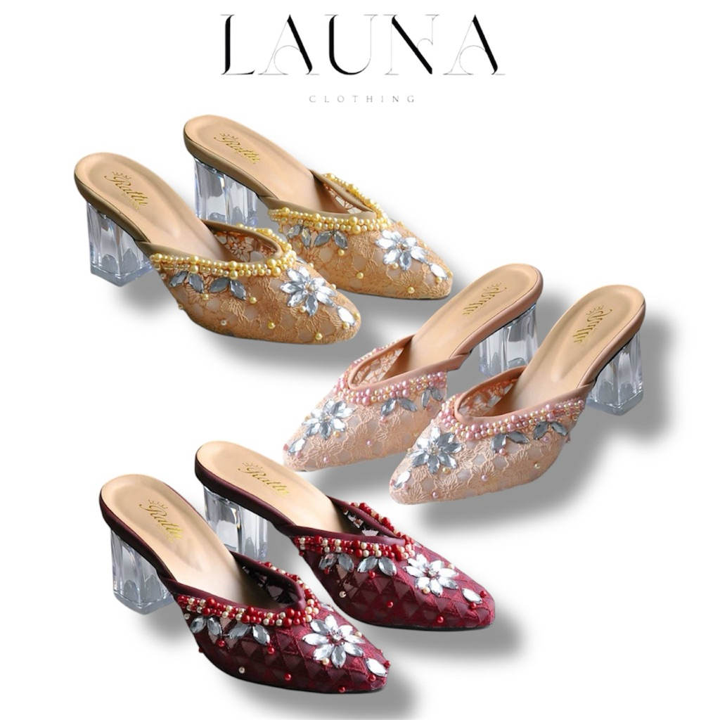 Sepatu Pengantin Wanita Payet Mewah hak 7cm Kaca / Heels Pesta / Wedding Shoes