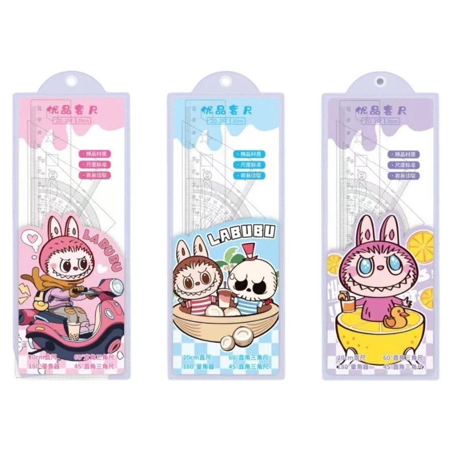 

[PG-ATK] JUAL (4 PCS) Paket Set Penggaris Matematika Panjang 20 CM. Motif Random.