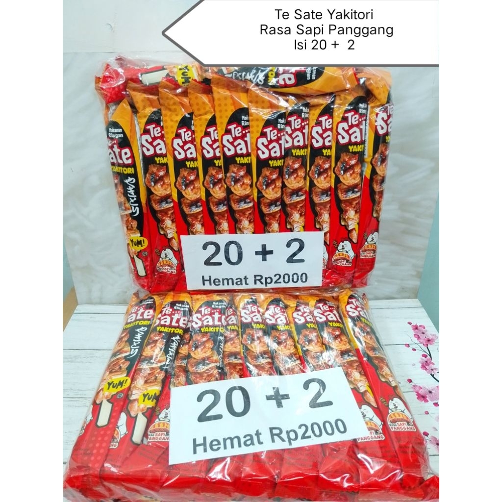 

Te Sate Yakitori Viral 1 dus isi 4 Pack ( 1 Pack isi 20+2 ) Exp aman Rasa Sapi Panggang