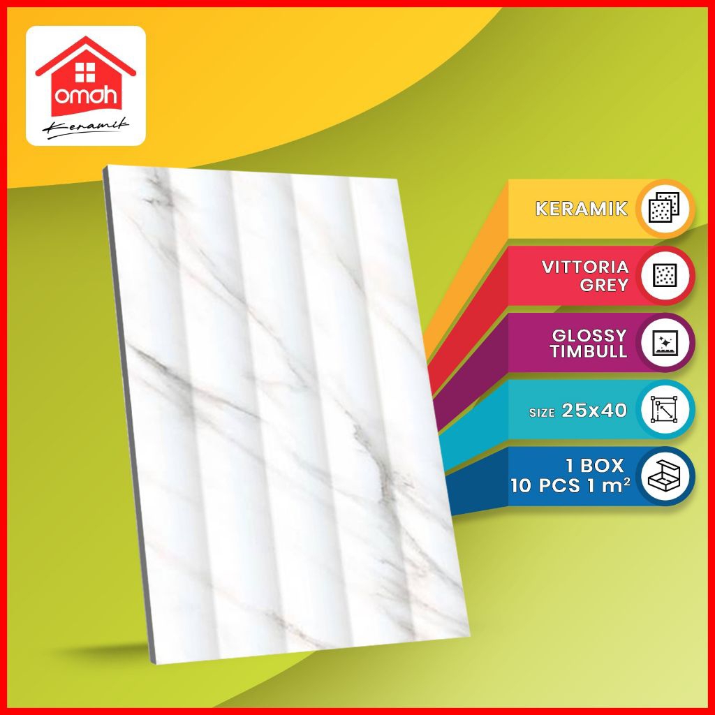 Keramik Dinding Glossy Signature 25x40 Vittoria Grey