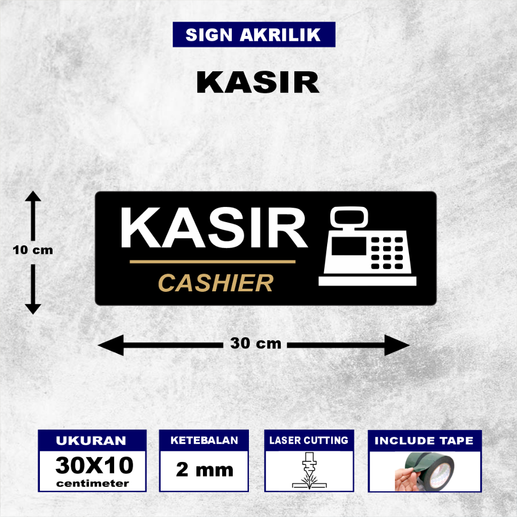 

Papan Akrilik Kasir Ukuran 30x10 - Sign Acrylic Kasir