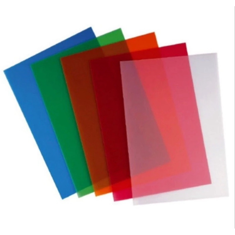 

( 10 Lembar) PLASTIK MIKA FILM UK FOLIO / PLASTIC (JILID 0.7) WARNA MERAH / BENING