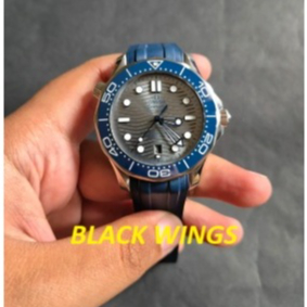 JAM TANGAN AUTOMATIC DIVER SWISS OMEGA BLUE RUBBER 42MM