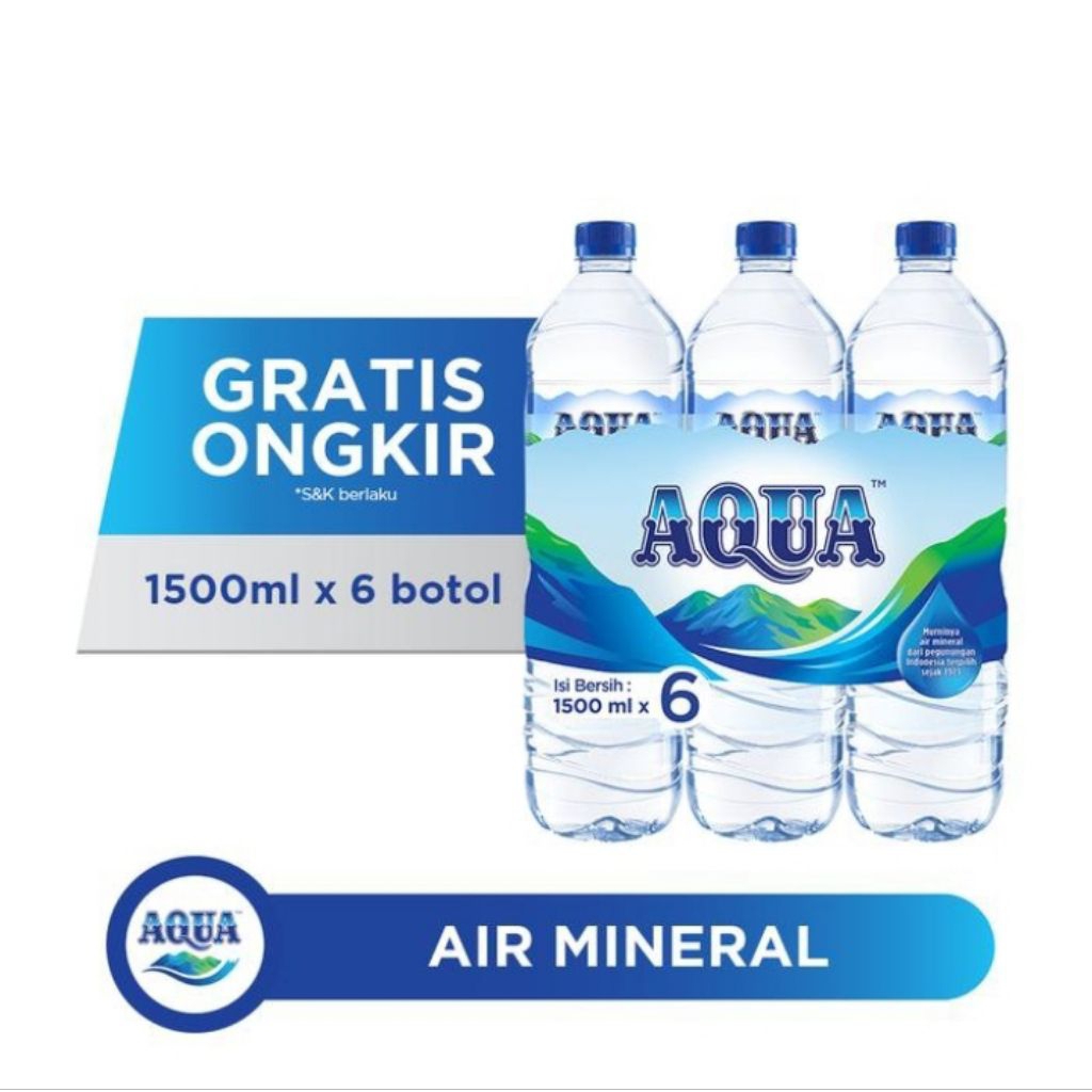 

aqua air mineral 1500ml isi 6 pcs