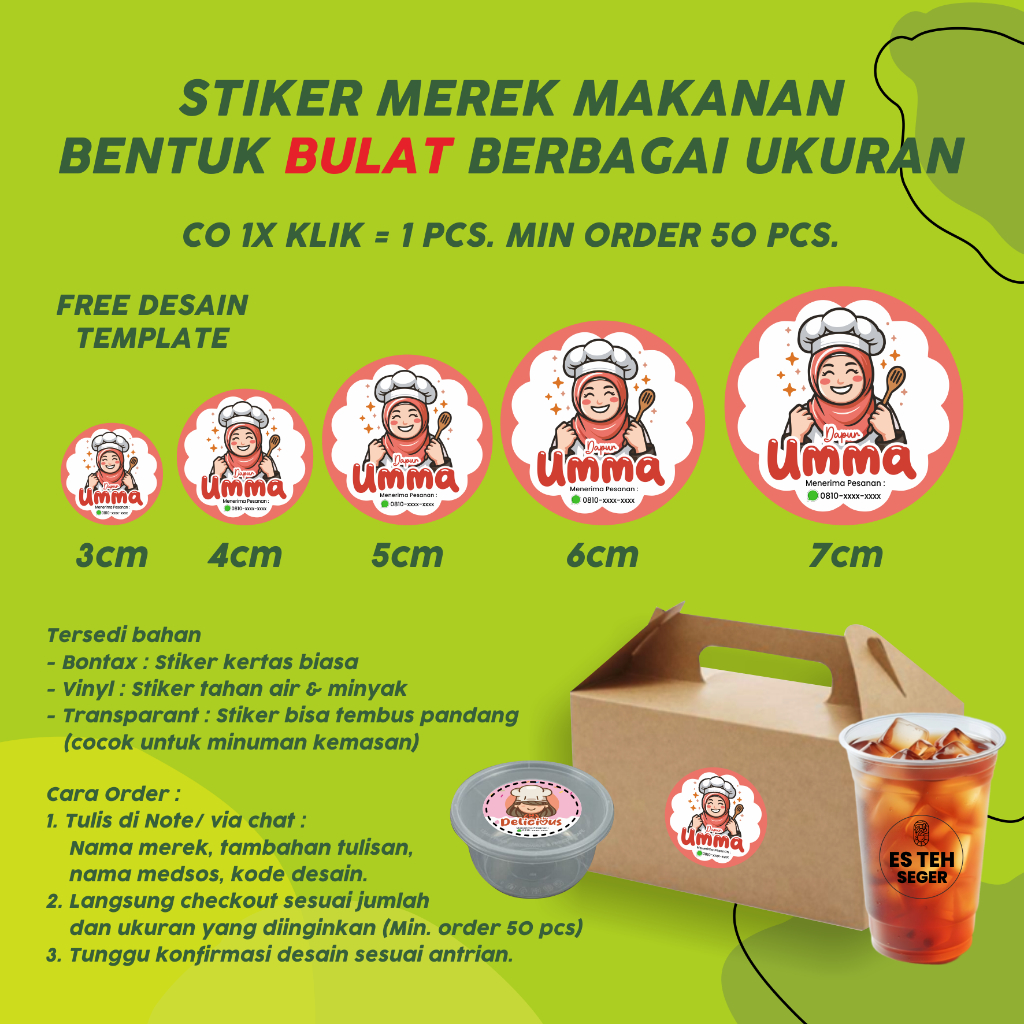 

STIKER BULAT BERBAGAI UKURAN, LABEL PRODUK, STIKER PRODUK, STIKER KEMASAN