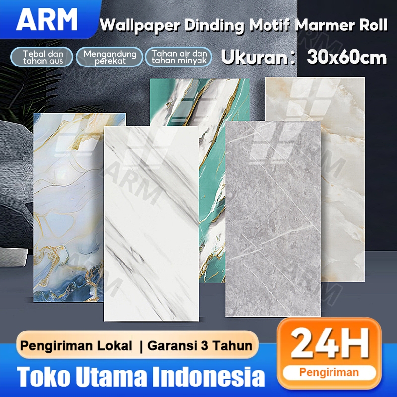✨【MURAH】(Paket 10/20 Lembar) Wallpaper Vinyl Marmer 30 x 60cm /Stiker Keramik Marbel Granit/Wallpape
