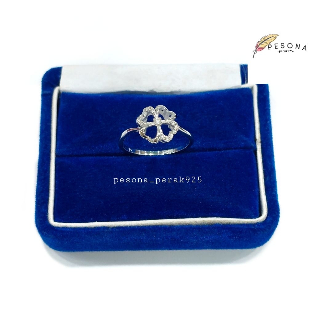 Cincin Perak wanita Asli Silver 925 Lapis Emas Putih Model Berlian Putih - Perhiasan Perak Wanita Ad