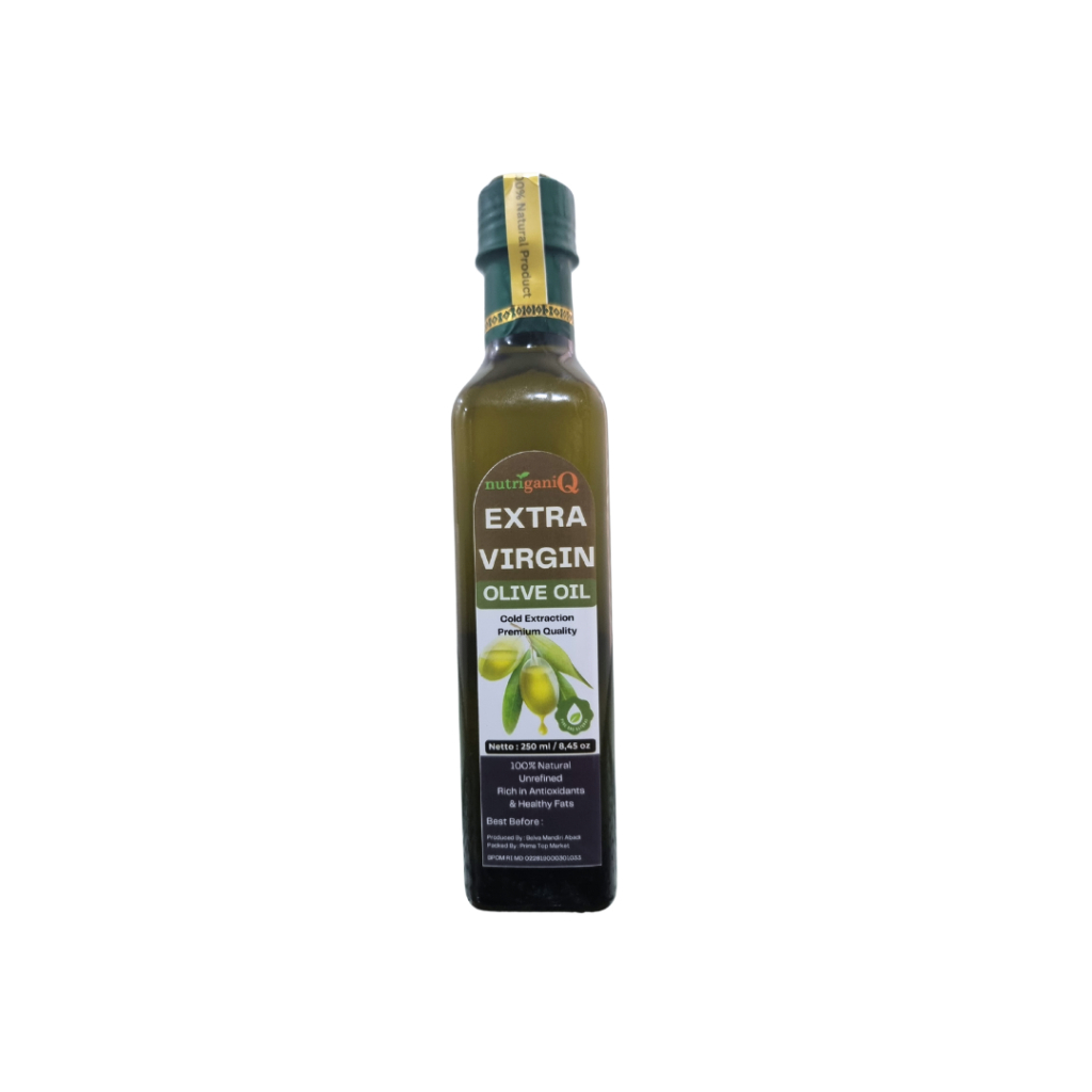 

NutriganiQ Extra Virgin Olive Oil (EVOO) Natural untuk Dressing Salad MPASI dengan Botol Kaca 250 ml