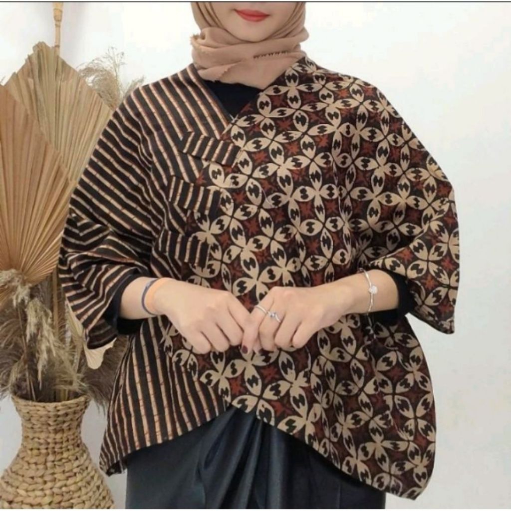 Croptop Batik Sogan Croptop Kombinasi Croptop blouse Batwing croptop Kantor Kondangan