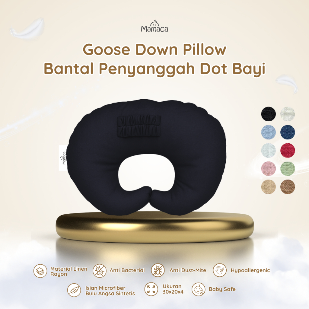 Bantal Penyanggah Dot Bayi Bulu Angsa Microfiber Goose Down Black – Linen Rayon Premium