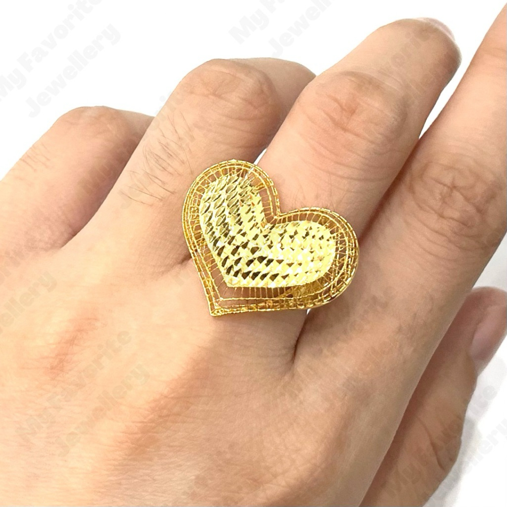 Cincin Love Kerawang ELEGAN Uk12 Uk13 EMAS ASLI Kadar 875