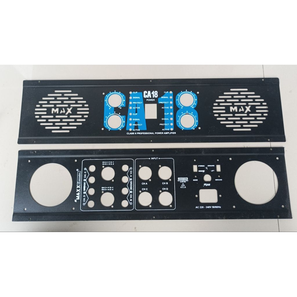 Panel Box CA18 4 Chanel untuk panel depan dan belakang box kayu amplifier plat besi cat powder coati