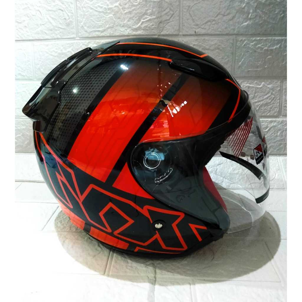 KYT DJ Maru Helm KYT DJ Maru Motif Black Orange Flourence #14