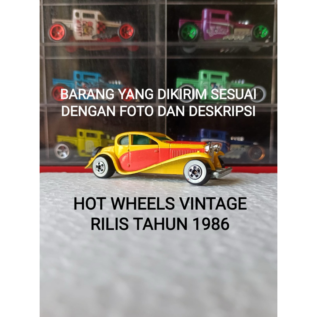 Hot Wheels Vintage 37 Bugatti 1932 Type 50 Rilis 1986 Yellow Red White Wall Body Dan Base Besi Dieca