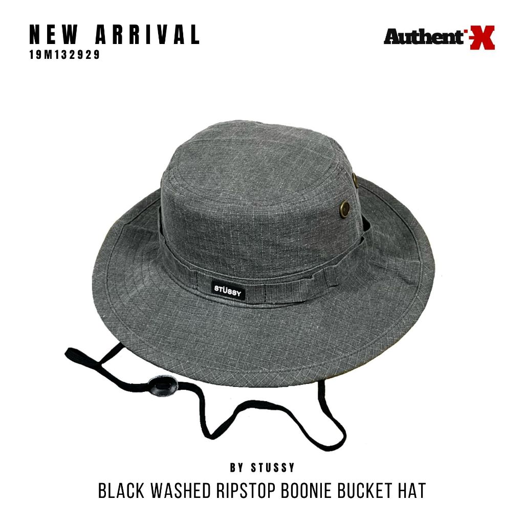 Stussy Washed Ripstop Boonie Bucket Hat Black | TOPI ORIGINAL