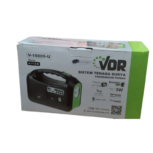 Lampu Senter Led Multifungsi VDR V-1588S-U Dilengkapi Dengan Speaker + Bluetooth + Radio FM + USB/TF