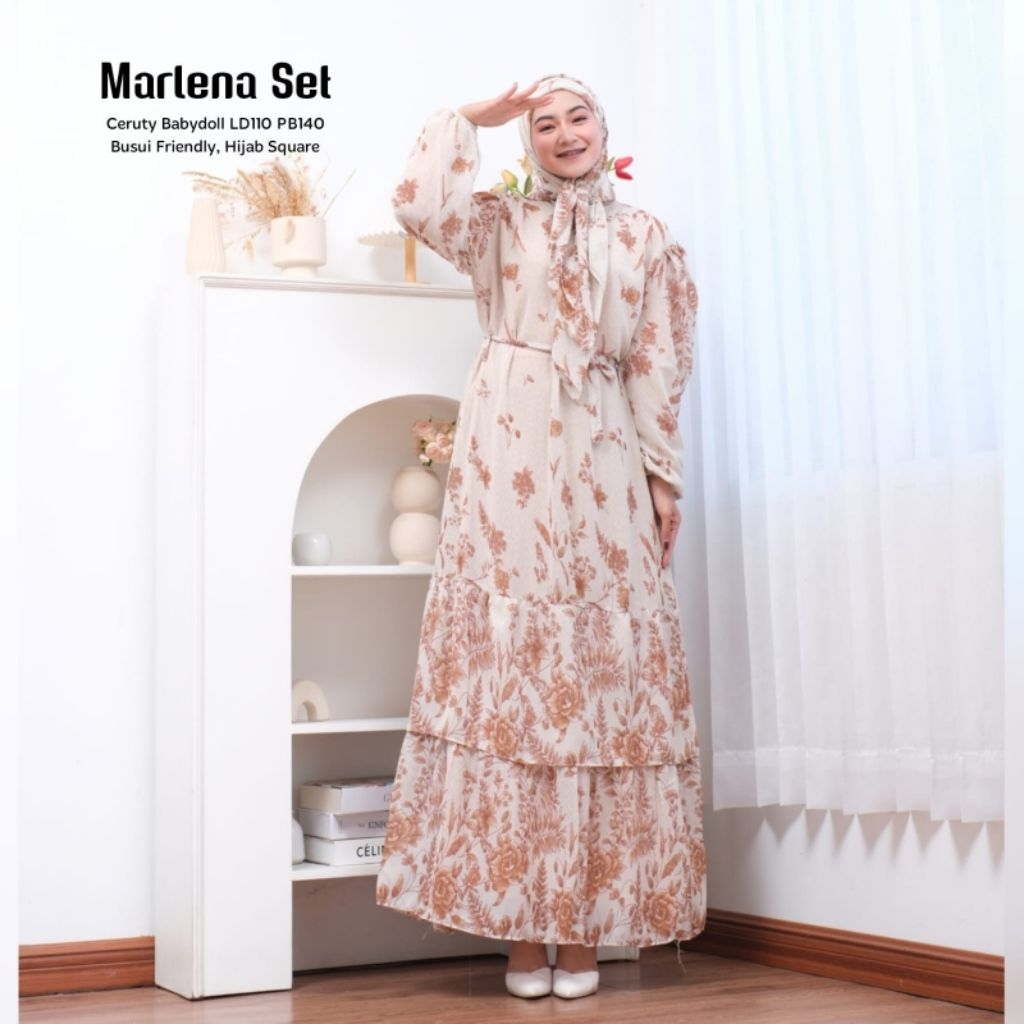 MARLENA SET / gamis plus jilbab ceruti/ gamis set jilbab ceruty