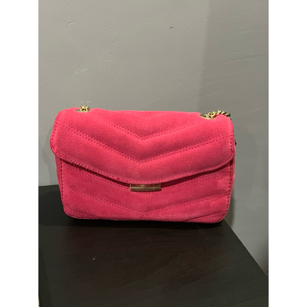 Mango Flap Leather Bag Pink