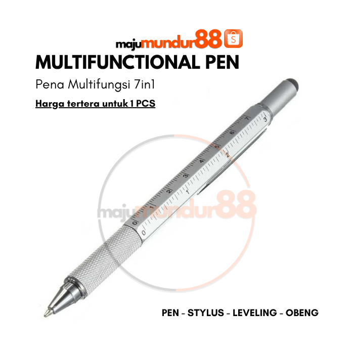 

Pena Multifungsi 7 in 1 Stylus + Penggaris + Level + Obeng Mekanik