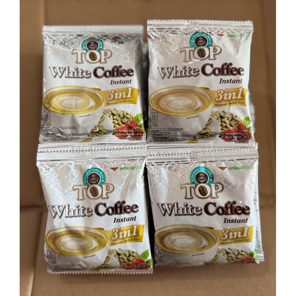 

Top White Coffee Instant 21g 1Renceng isi 12Sachet