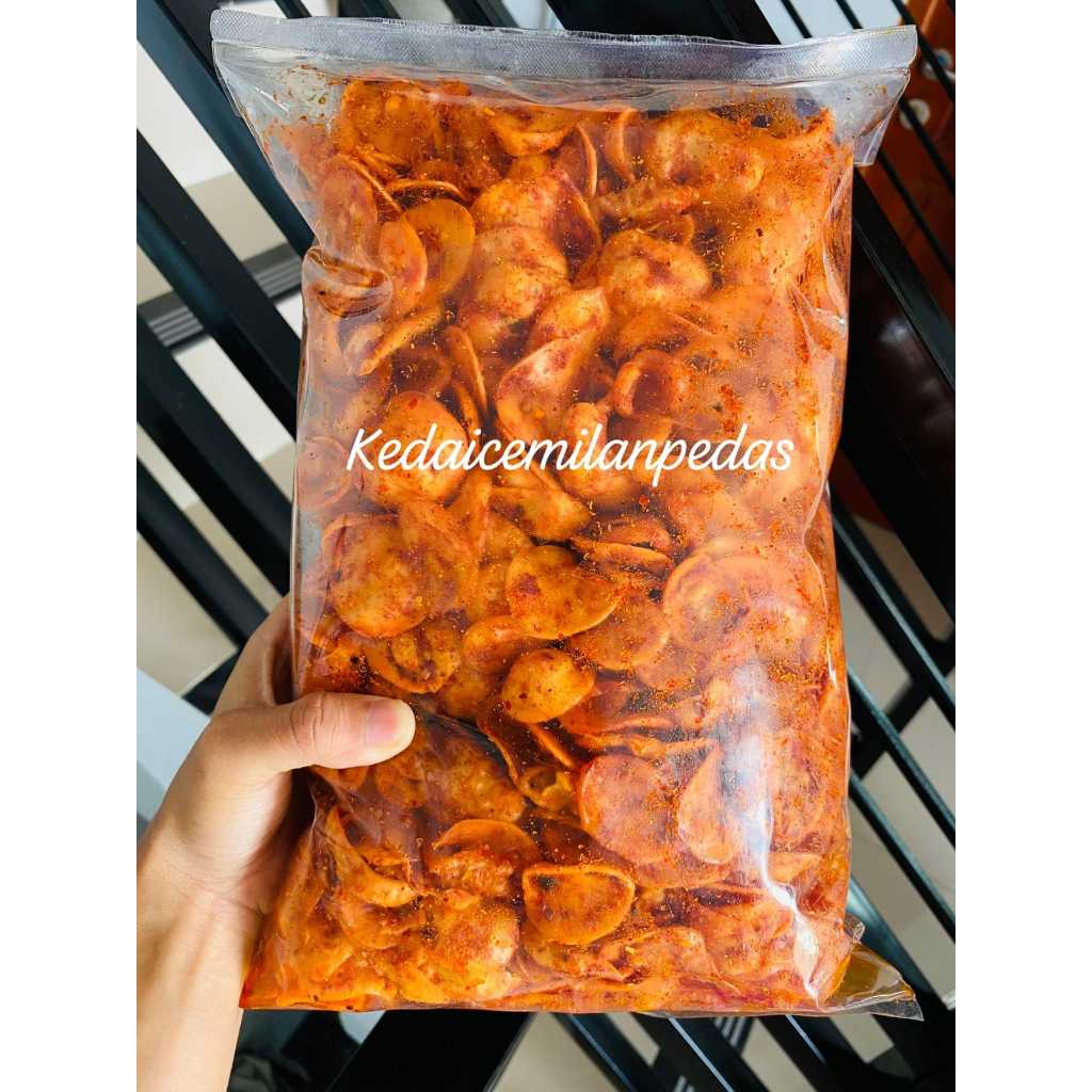 

seblak kering kerupuk orange/sebring kemplang orange/oren ready varian rasa pedas daun jeruk/original daun jeruk kemasan 1kg 500gr 250gr 100gr
