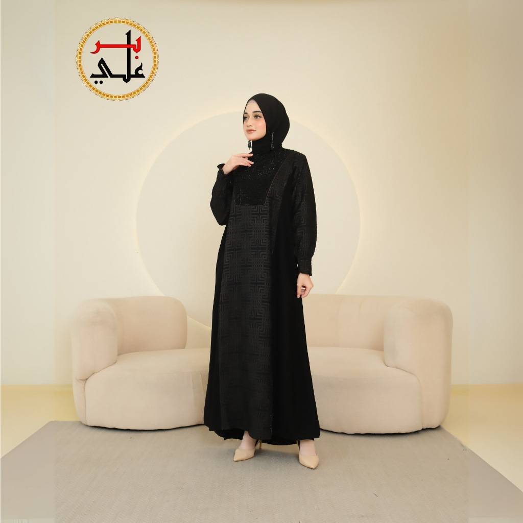 BIIR ALI Collection Abaya Hitam Kombinasi Khas Dubai Busui Friendly Hitam Ellegant Best Quality 2025