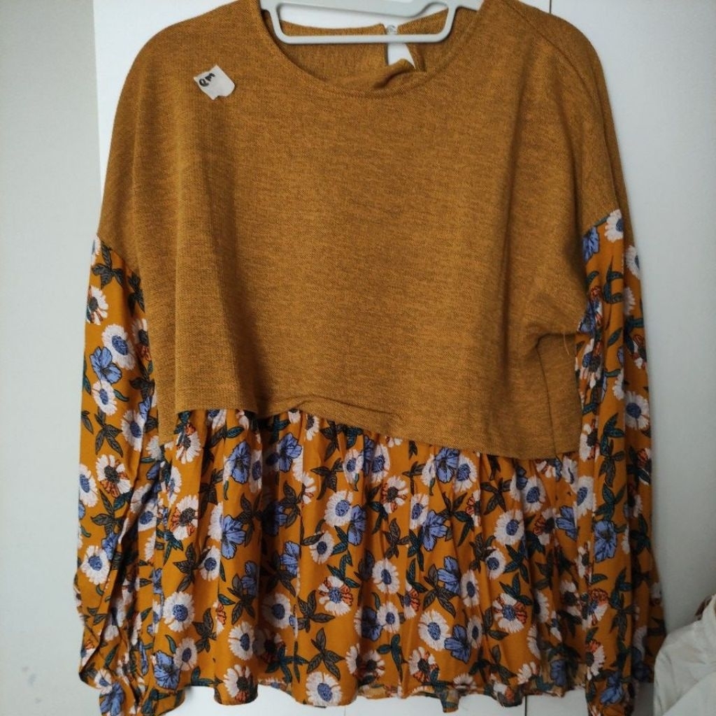 baju kemeja lengan panjang motif bunga