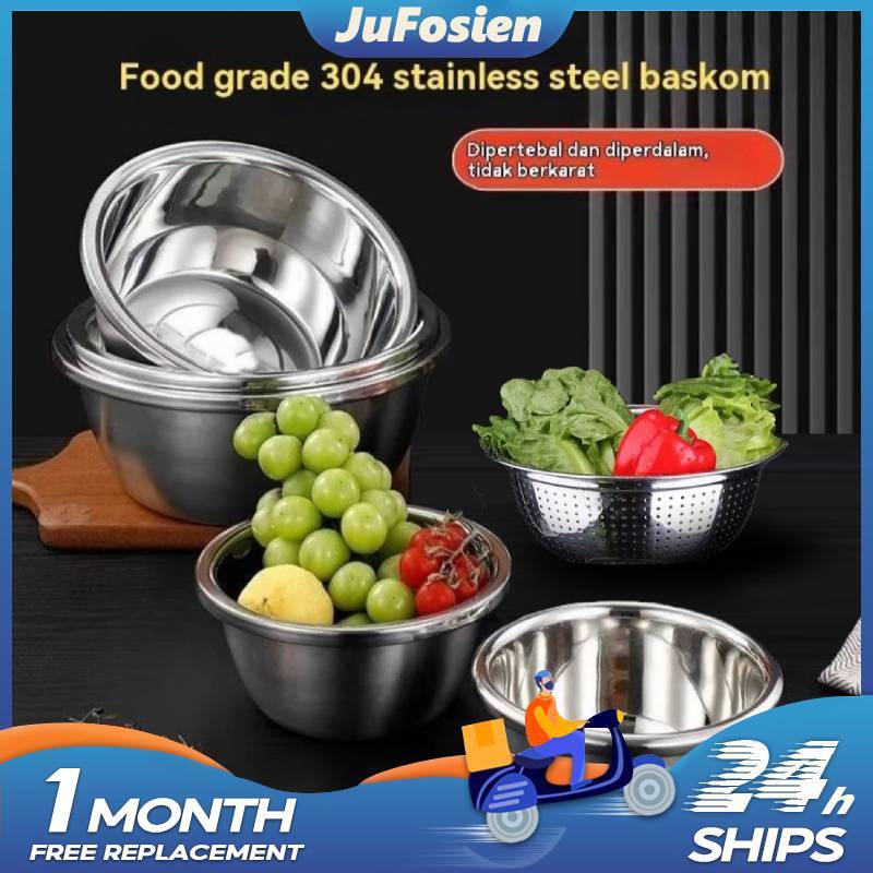 Mangkok Korea Stainless Steel Tebal / Mangkuk Dua Lapis Anti Panas Tanpa Tutup