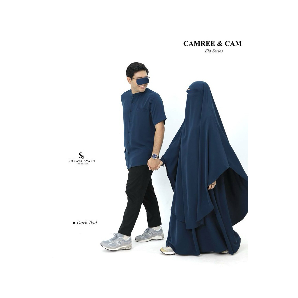 SORAYA SYAR’I INDONESIA - (Abaya & Kemko) - ABAYA CAMREE & KEMKO CAM - DARK TEAL - KAIN BURUJ Anti U