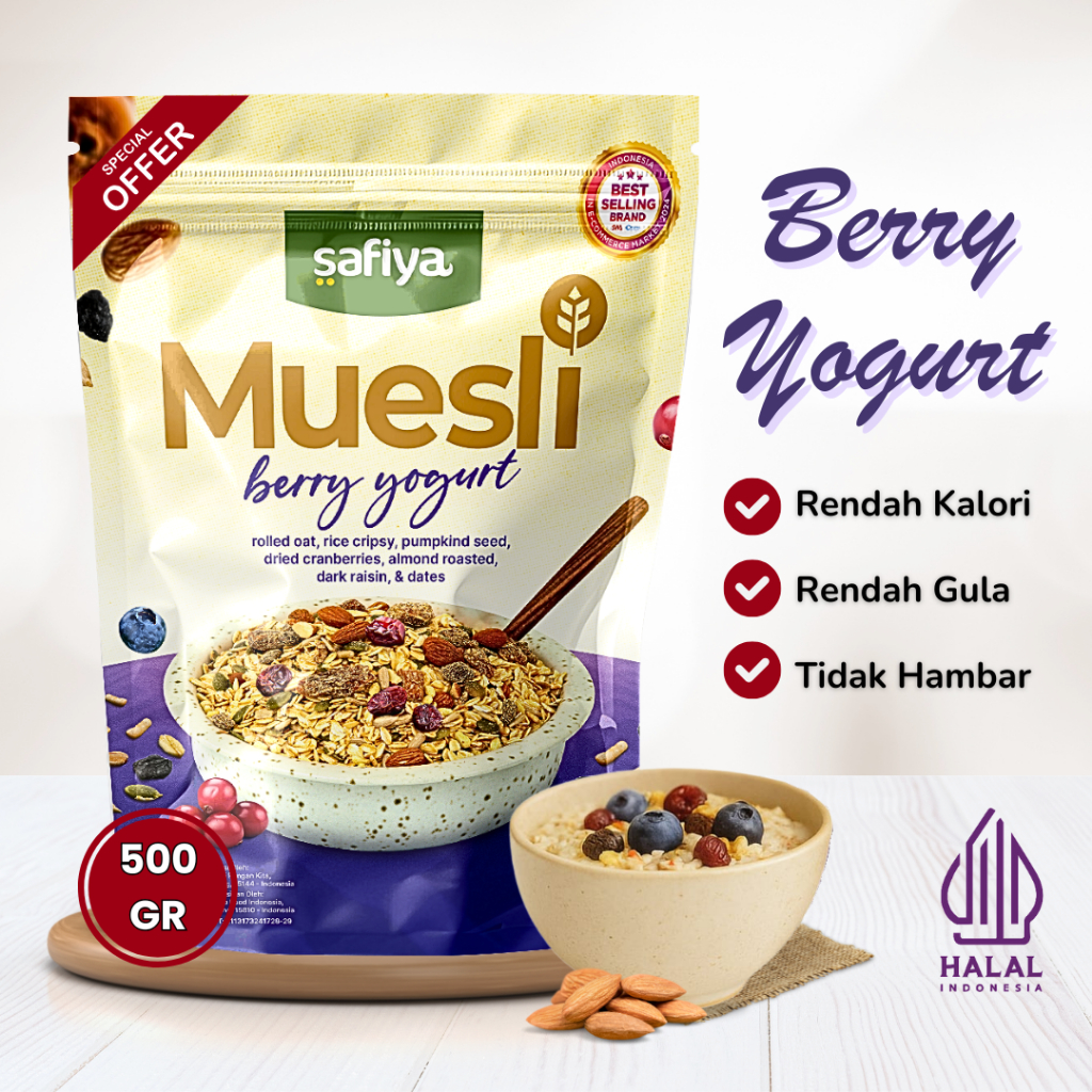 

wadistroalip Muesli Berry Yogurt Safiya Gr Sereal Oatmeal With Almond Sarapan Sehat Pum