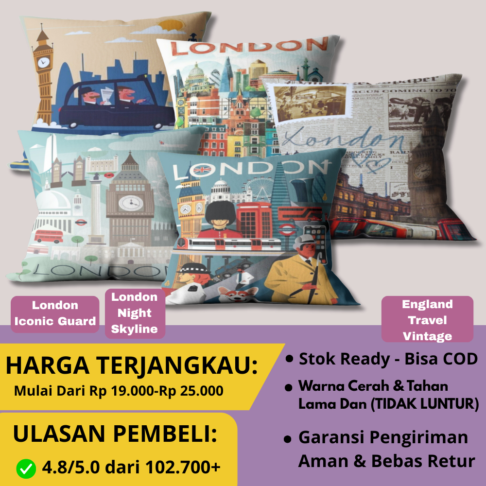 SARUNG BANTAL PRINTING  MOTIF LONDON -Desain Unik & Hiasan Sofa Elegan-