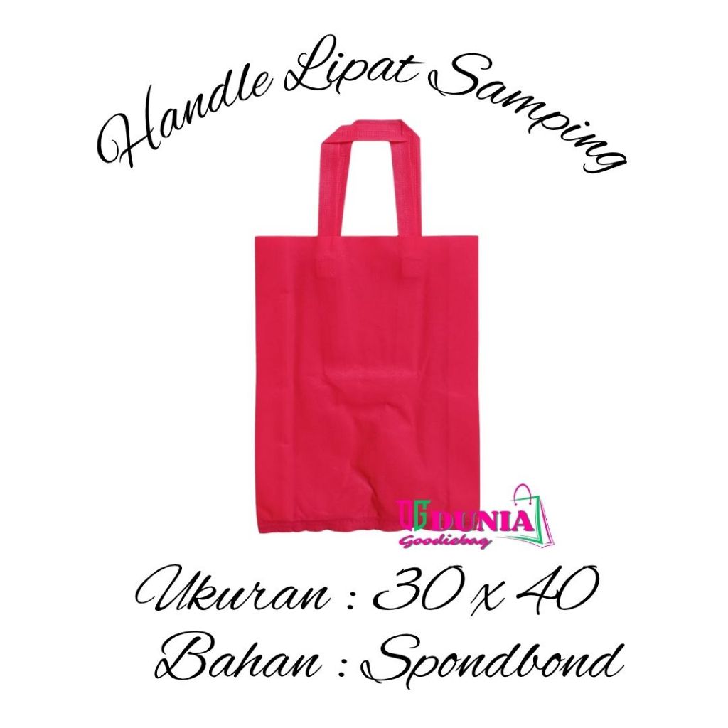 

Handle Lipat Samping Ukuran 30x40 Isi 12pcs Tas Goodiebag,Tas Peackaging,Tas Sovenir, Tas Spundbound