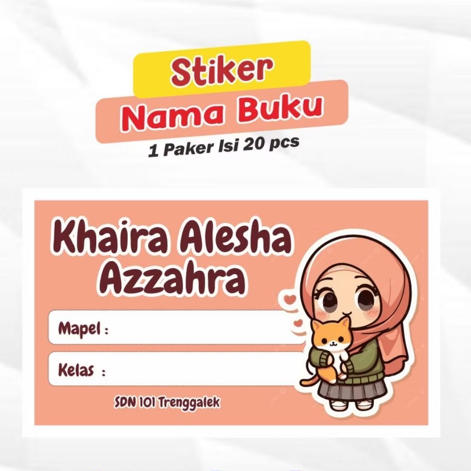 

Stiker nama buku custom nama kelas dan mapel